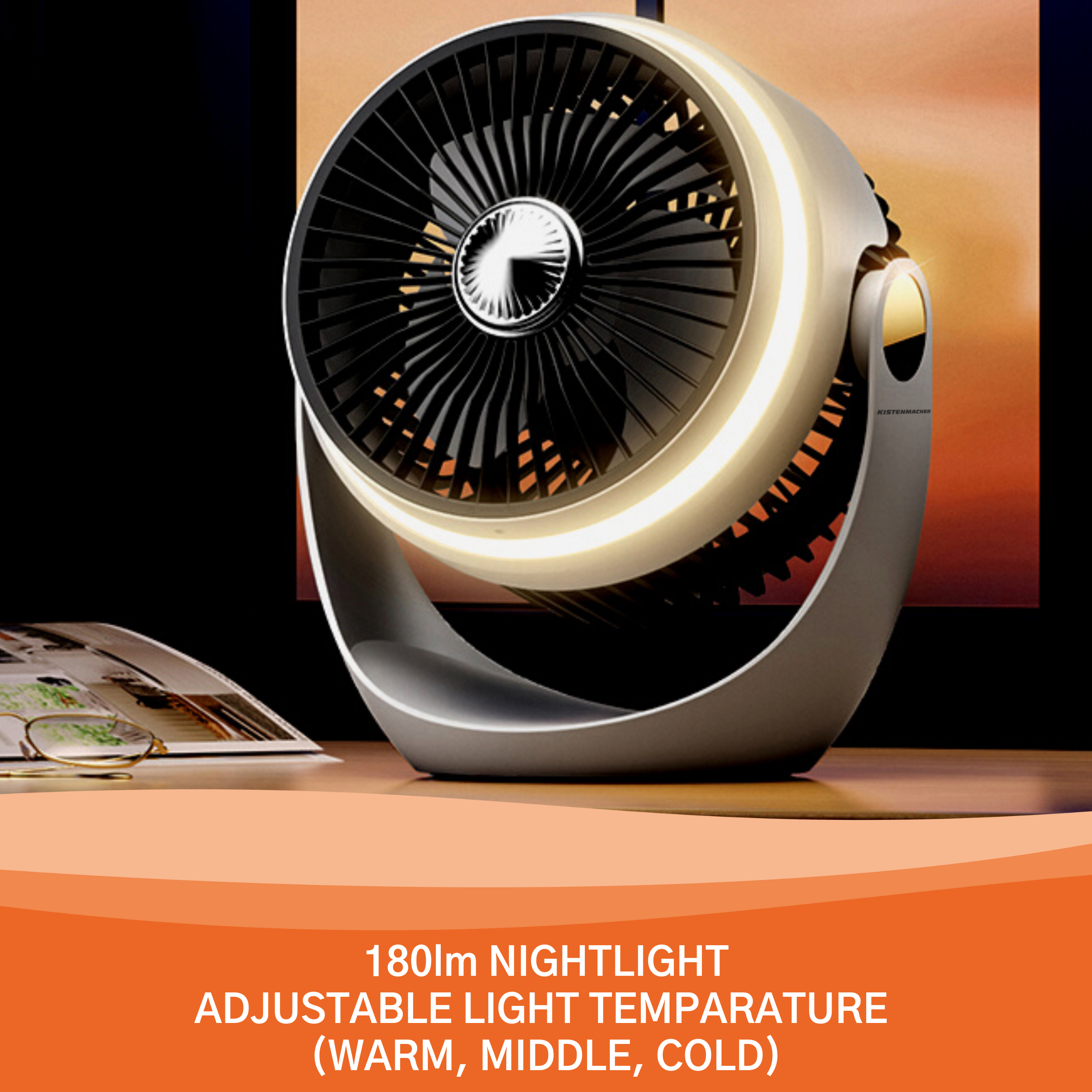 Camping Fan with night-light and integrated aroma-box (for aromatherapy or anti-Mosquito)
