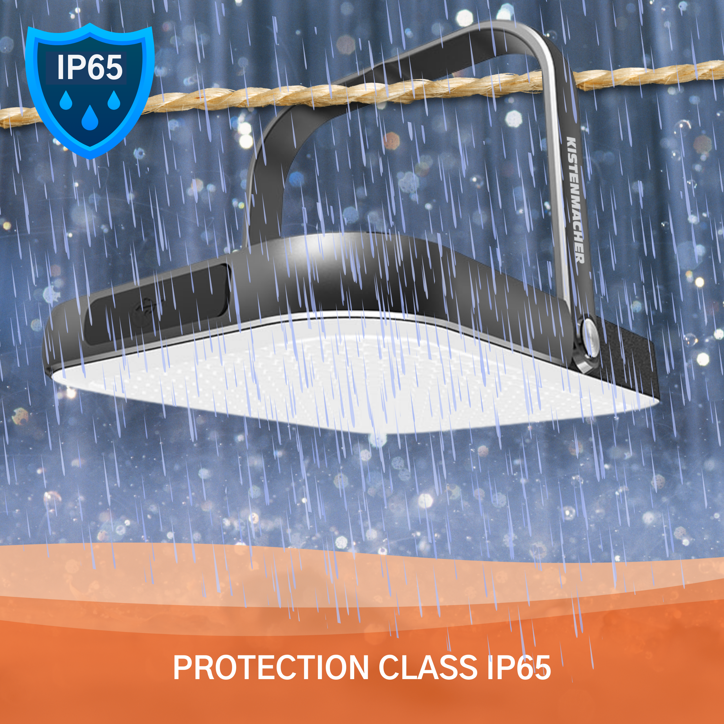 Solar Camping Light, with 30.000 mAh battery and integrated solar panels