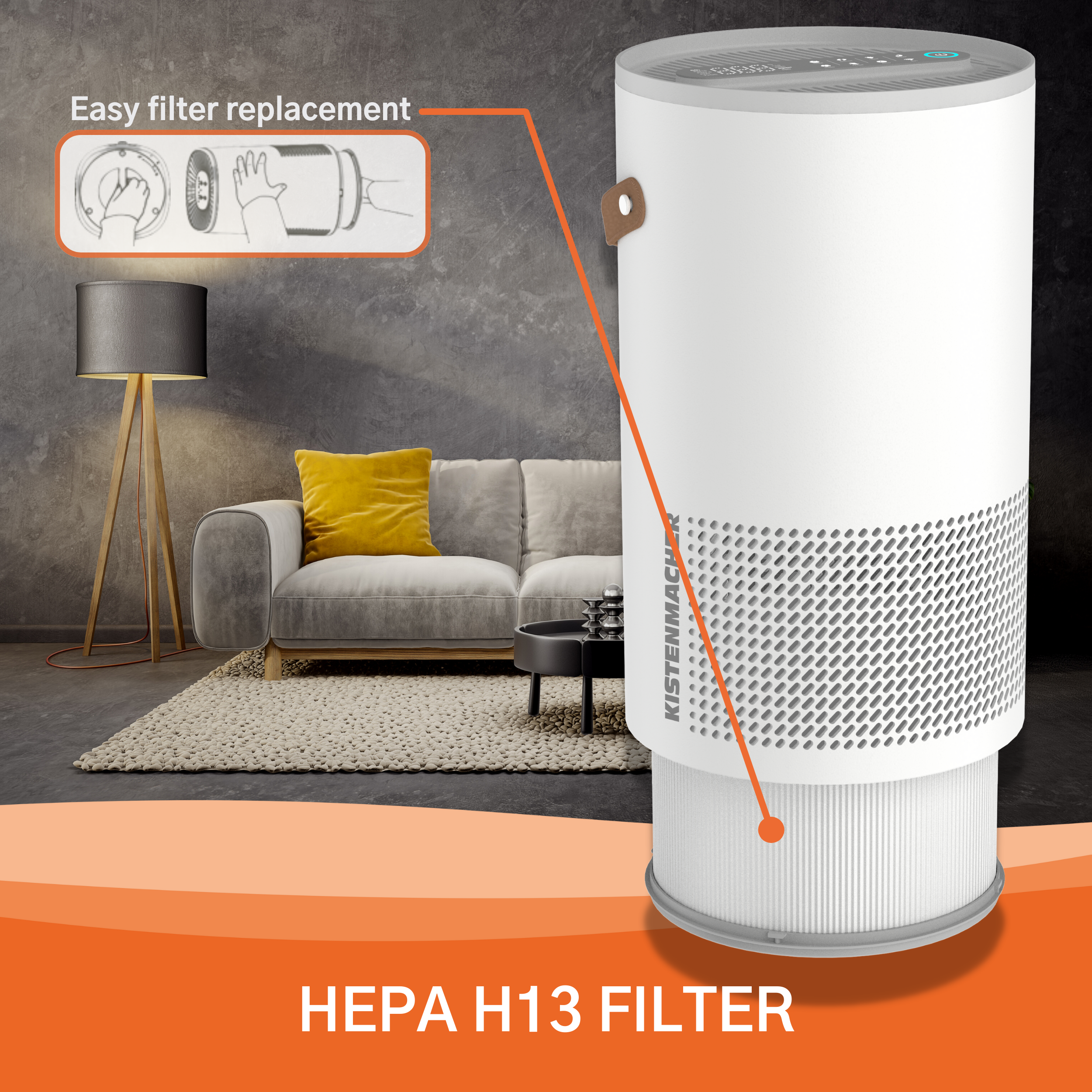 EGK AP30-B, Black Desktop Air Purifier medium and large rooms (300 m³/h)